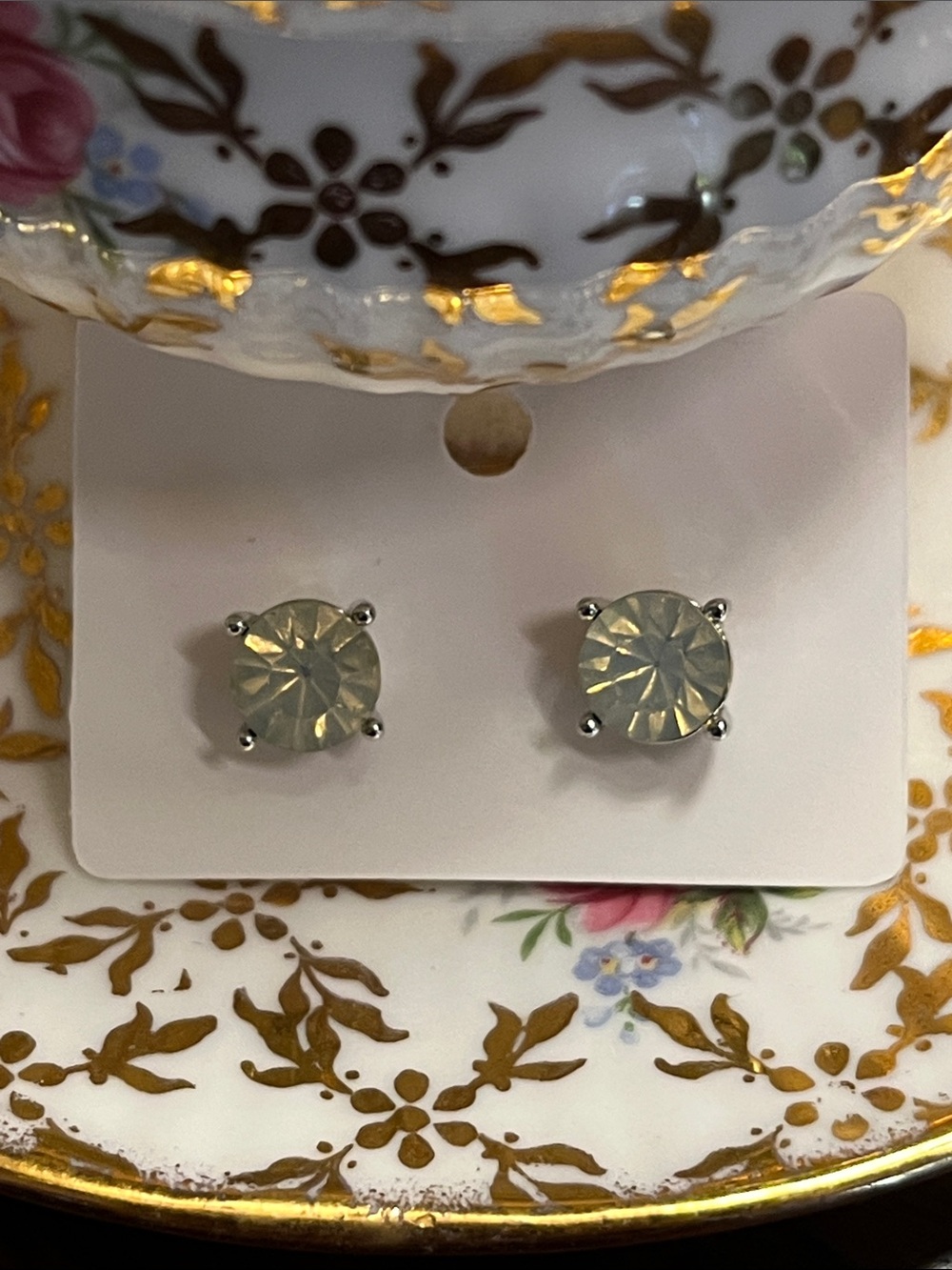 LOFT Opalescent Round Stud Earrings in Pale Opal and Silver